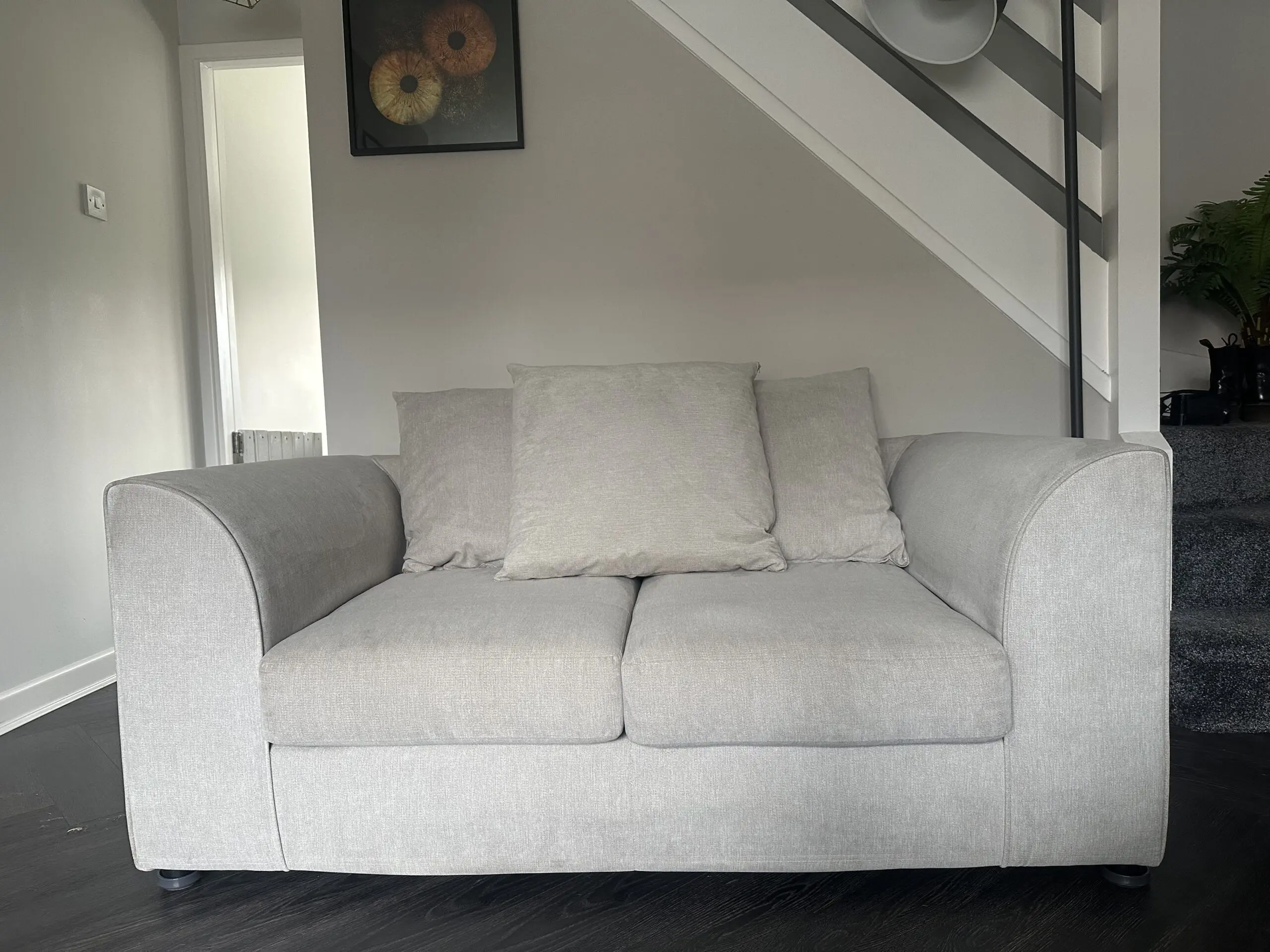 Sofa Club Chelsea range - 3 Seater Graphite with foot stool - 2 Seater Silver
