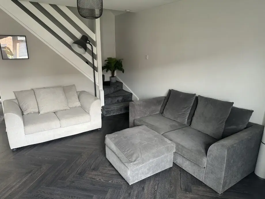 Sofa Club Chelsea range - 3 Seater Graphite with foot stool - 2 Seater Silver