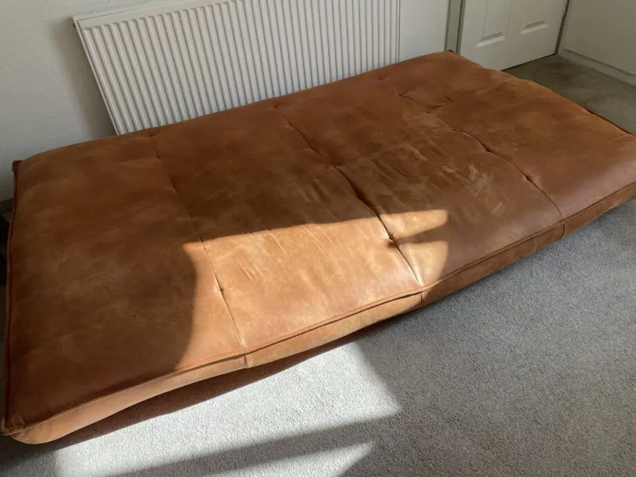 Urban outfitters XL Greta Tan Faux Leather Sleeper Sofa
