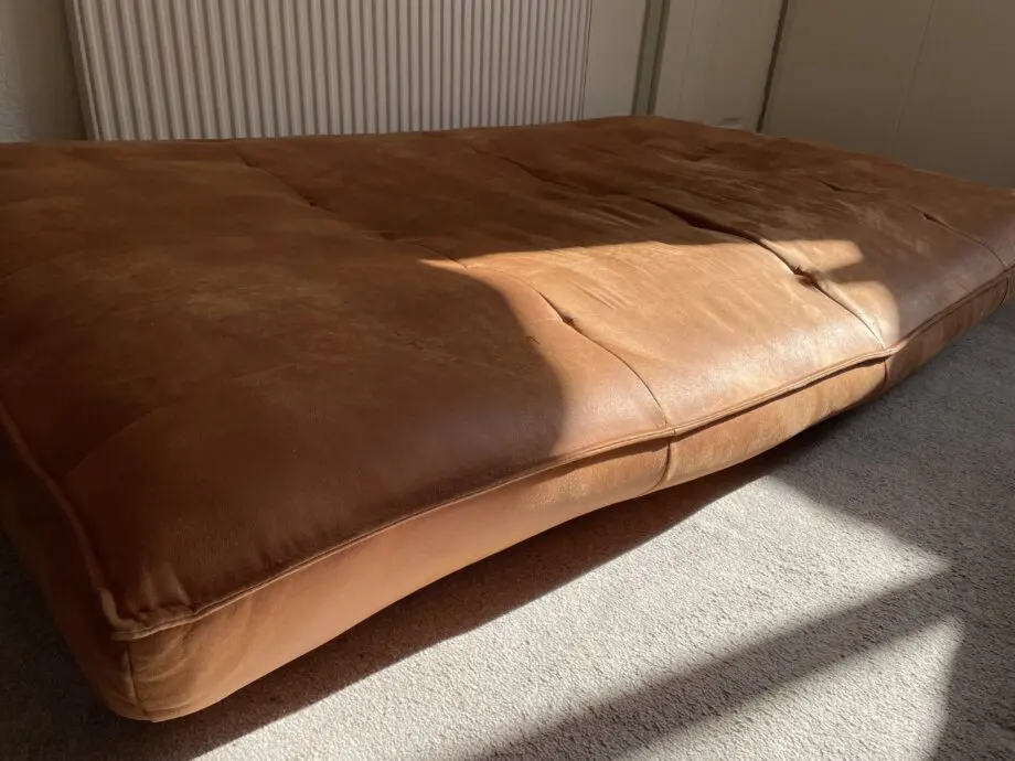 Urban outfitters XL Greta Tan Faux Leather Sleeper Sofa