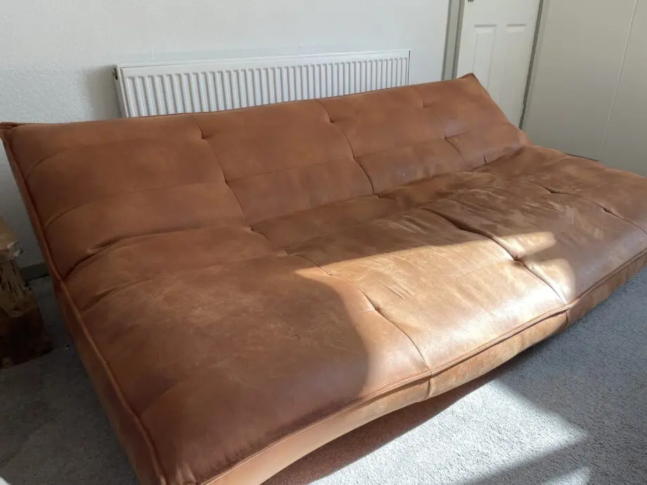 Urban outfitters XL Greta Tan Faux Leather Sleeper Sofa