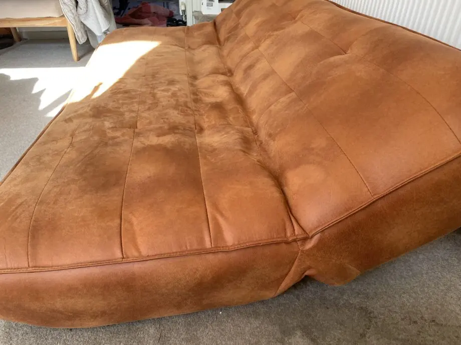 Urban outfitters XL Greta Tan Faux Leather Sleeper Sofa