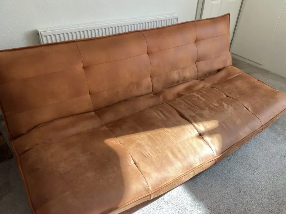 Urban outfitters XL Greta Tan Faux Leather Sleeper Sofa