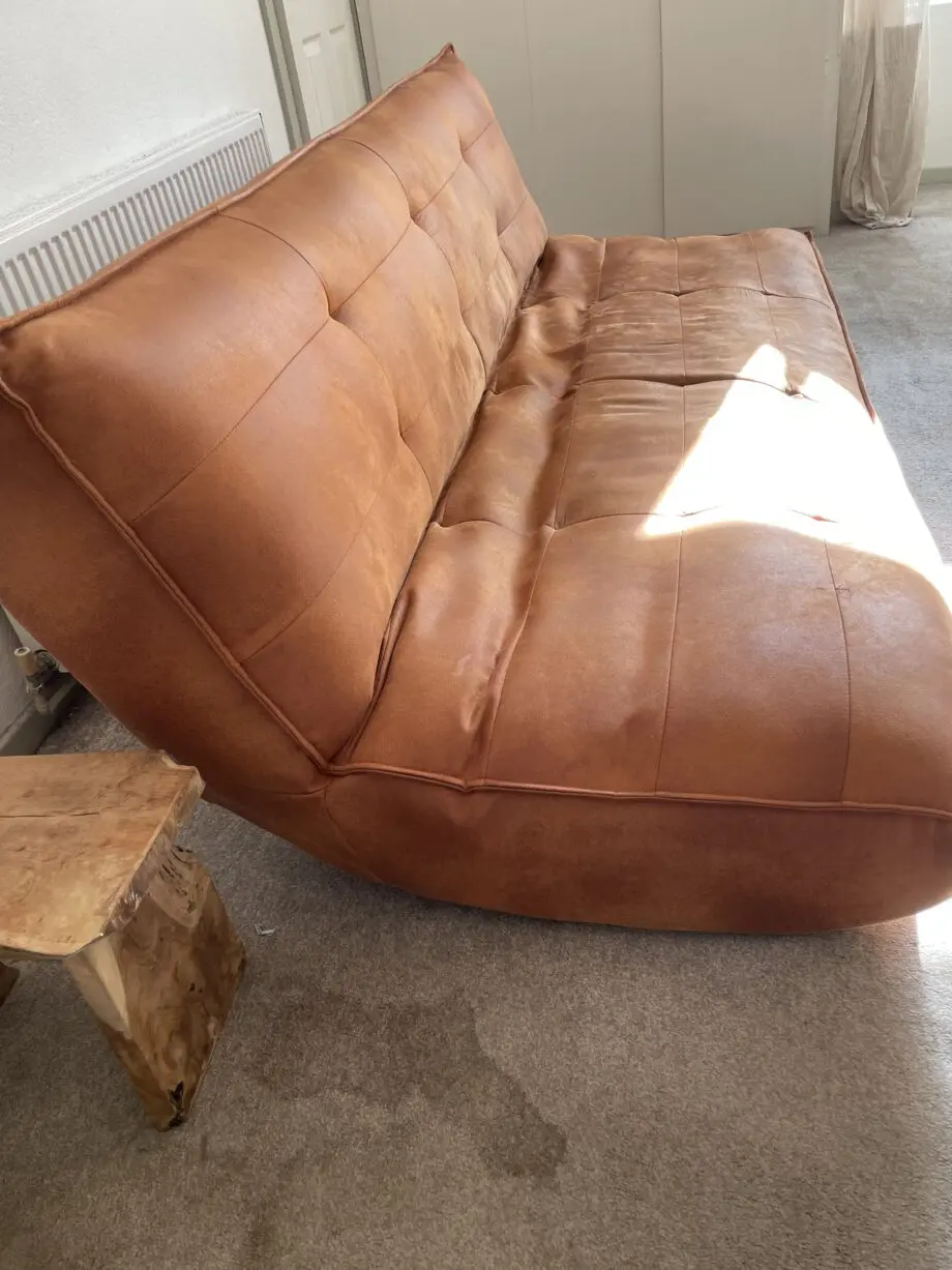 Urban outfitters XL Greta Tan Faux Leather Sleeper Sofa