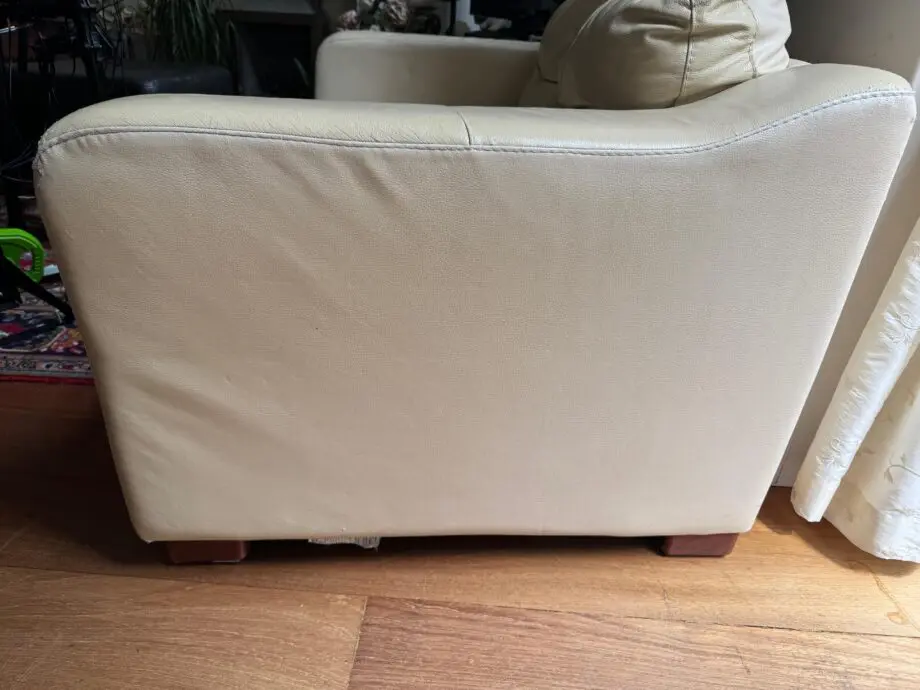 Cream real leather Otium Italian manufactured two seat sofa