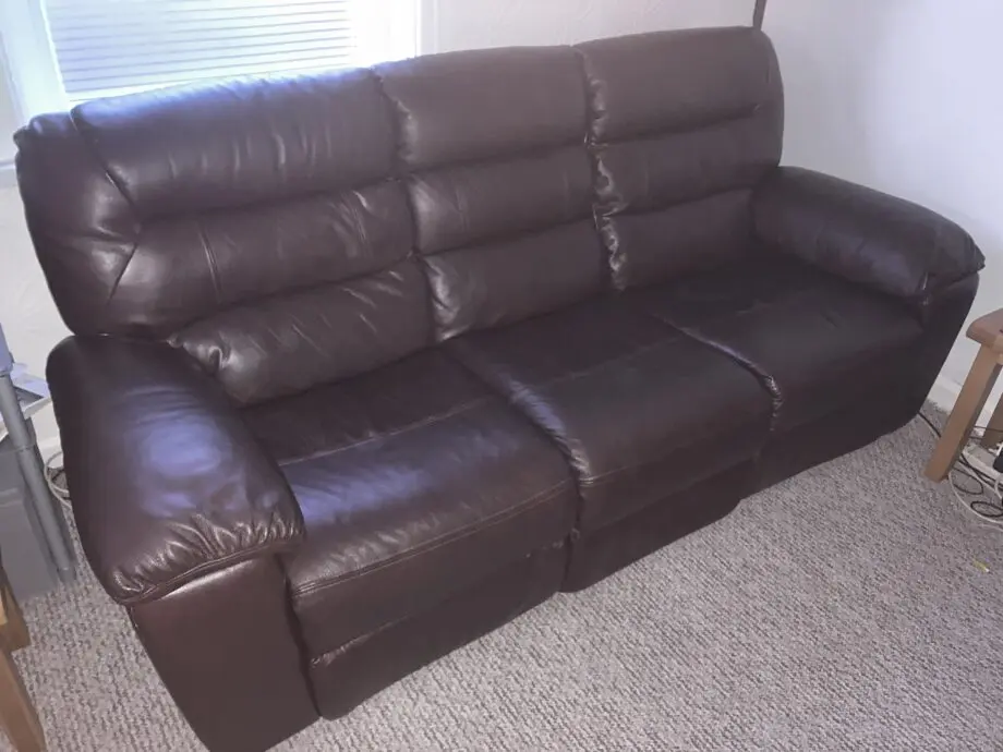 Oak Furniture Land grade A genuine leather brown all reclining 3 piece suite sofa set
