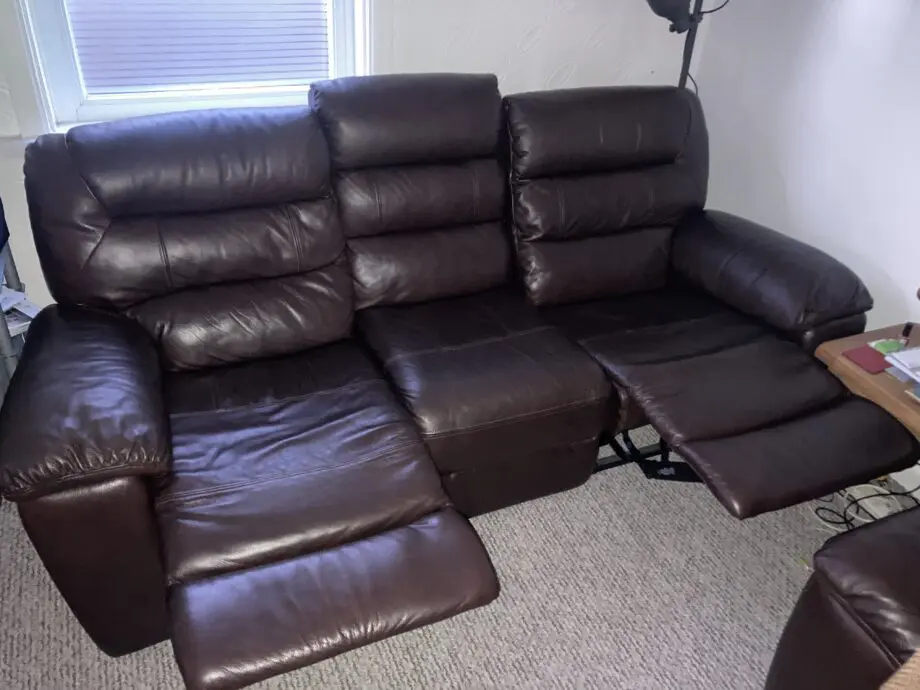 Oak Furniture Land grade A genuine leather brown all reclining 3 piece suite sofa set