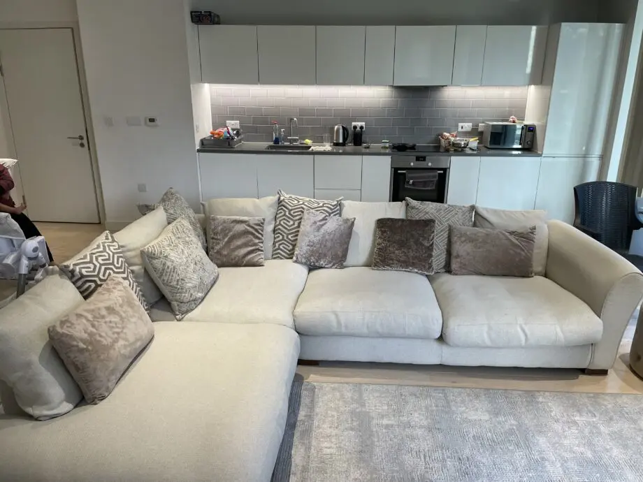 Debenhams beige L shaped sofa