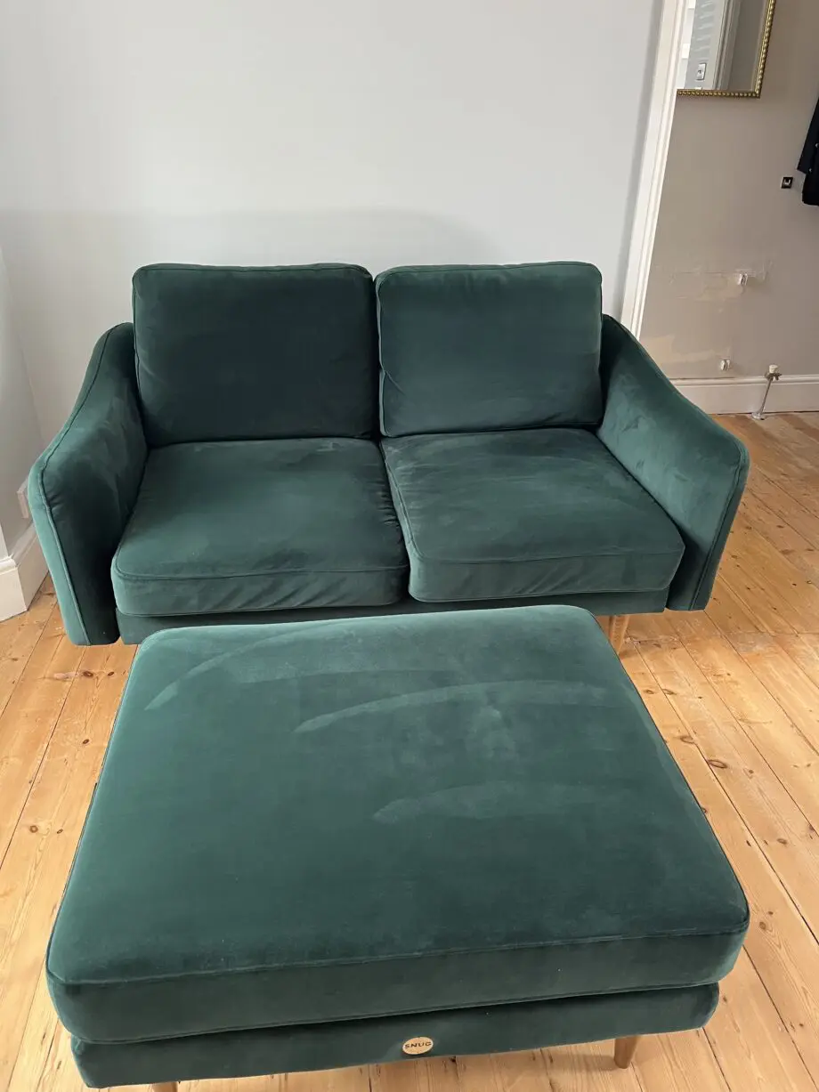 The Rebel 2 Seater Sofa and The Rebel Footstool - Forest Green