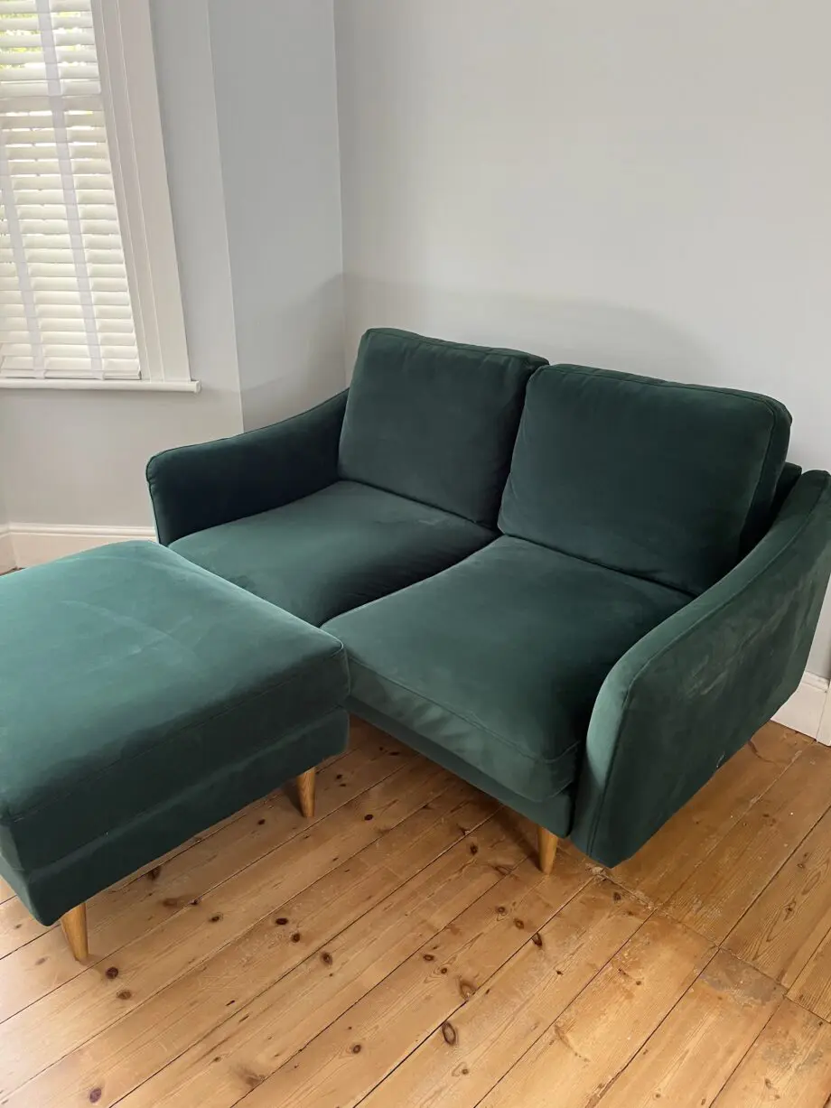 The Rebel 2 Seater Sofa and The Rebel Footstool - Forest Green