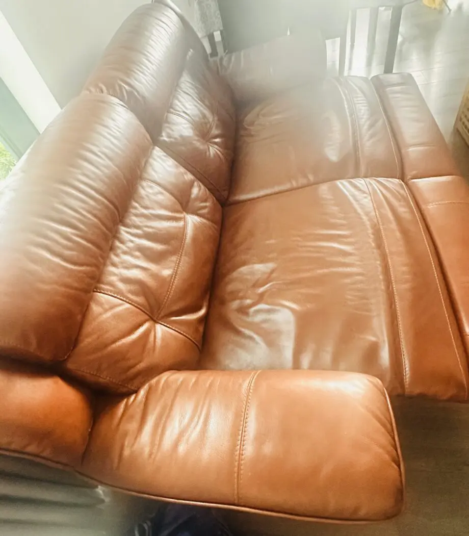 DFS Brown leather Recliner 3 Seater Sofa