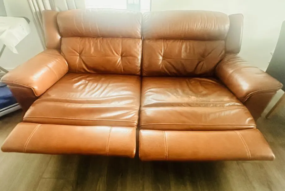 DFS Brown leather Recliner 3 Seater Sofa