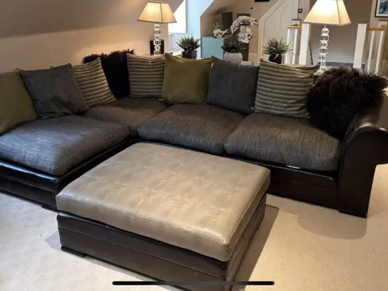 Large corner sofa, left or right, with Ottoman.