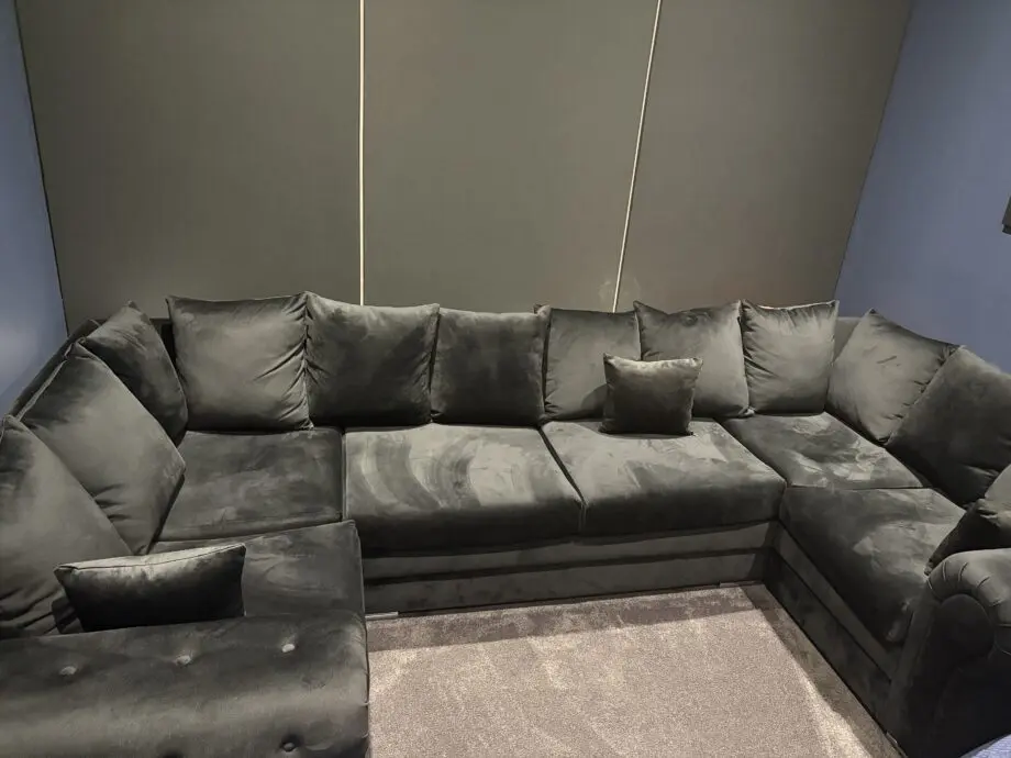 Luxury cinema/reception VERONA Plush Velvet U Shape Fabric Corner Sofa