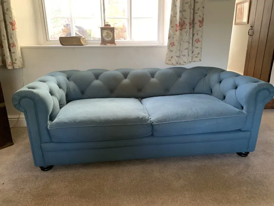 Sofa,com Patrick 3 seater sofa bed in Teal blue Scotchguarded cotton fabric