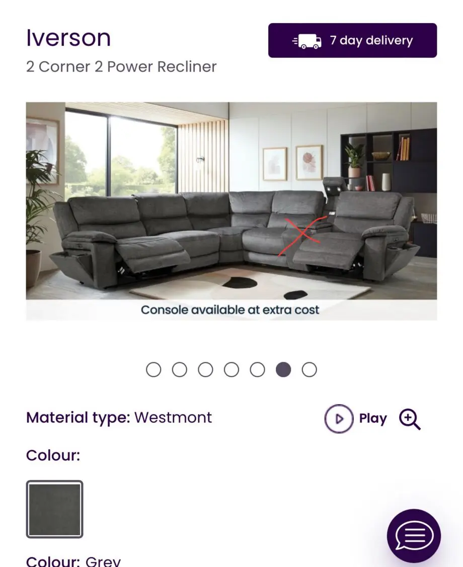 DFS IVERSON 2 corner 2 recliner