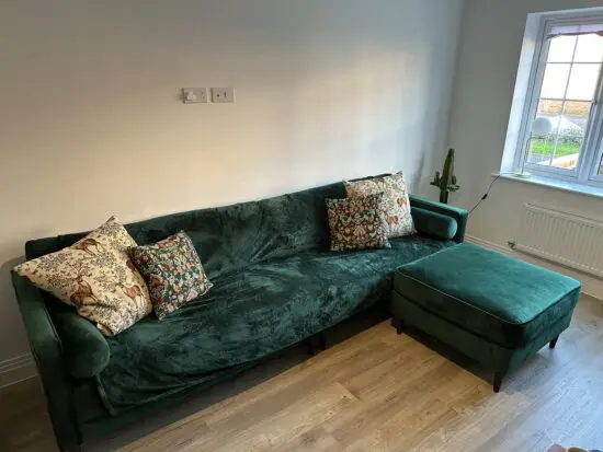 4 Seater Honeypot Harper Sofa & Footstool - Excellent Condition - Forest Green