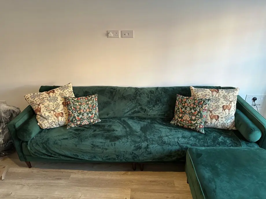 4 Seater Honeypot Harper Sofa & Footstool - Excellent Condition - Forest Green