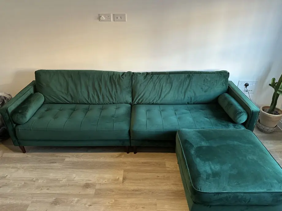 4 Seater Honeypot Harper Sofa & Footstool - Excellent Condition - Forest Green