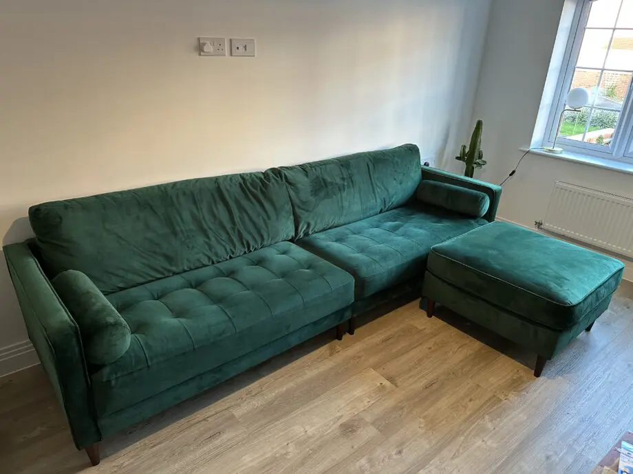 4 Seater Honeypot Harper Sofa & Footstool - Excellent Condition - Forest Green