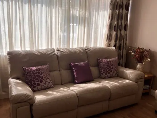 Furniture village cream 3 seater manual recliner sofa