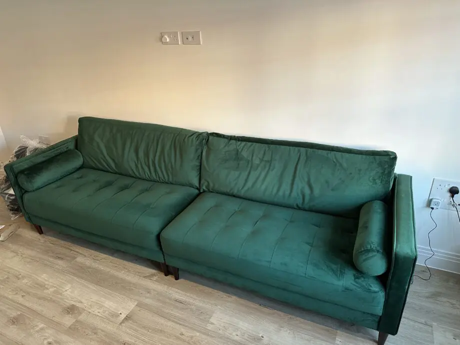 4 Seater Honeypot Harper Sofa & Footstool - Excellent Condition - Forest Green