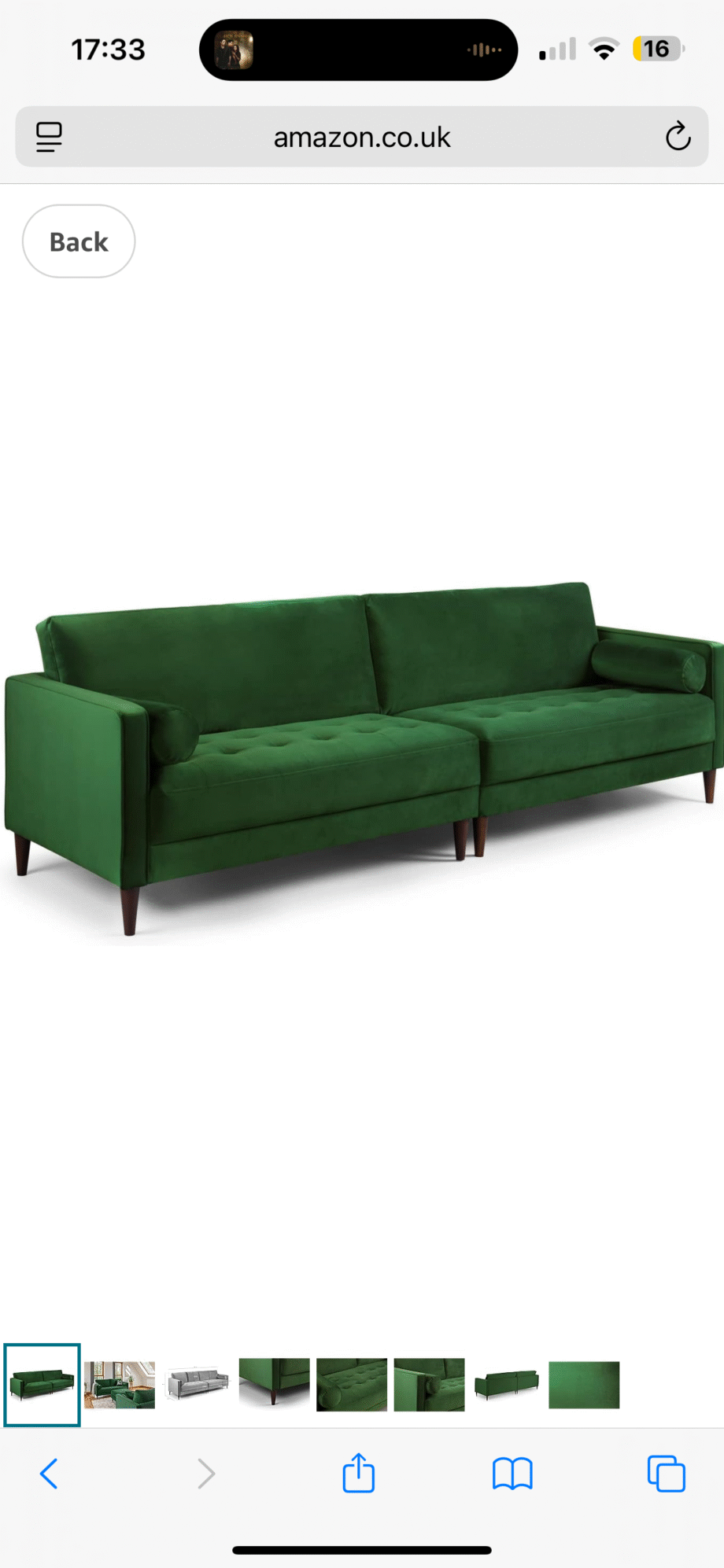 4 Seater Honeypot Harper Sofa & Footstool - Excellent Condition - Forest Green