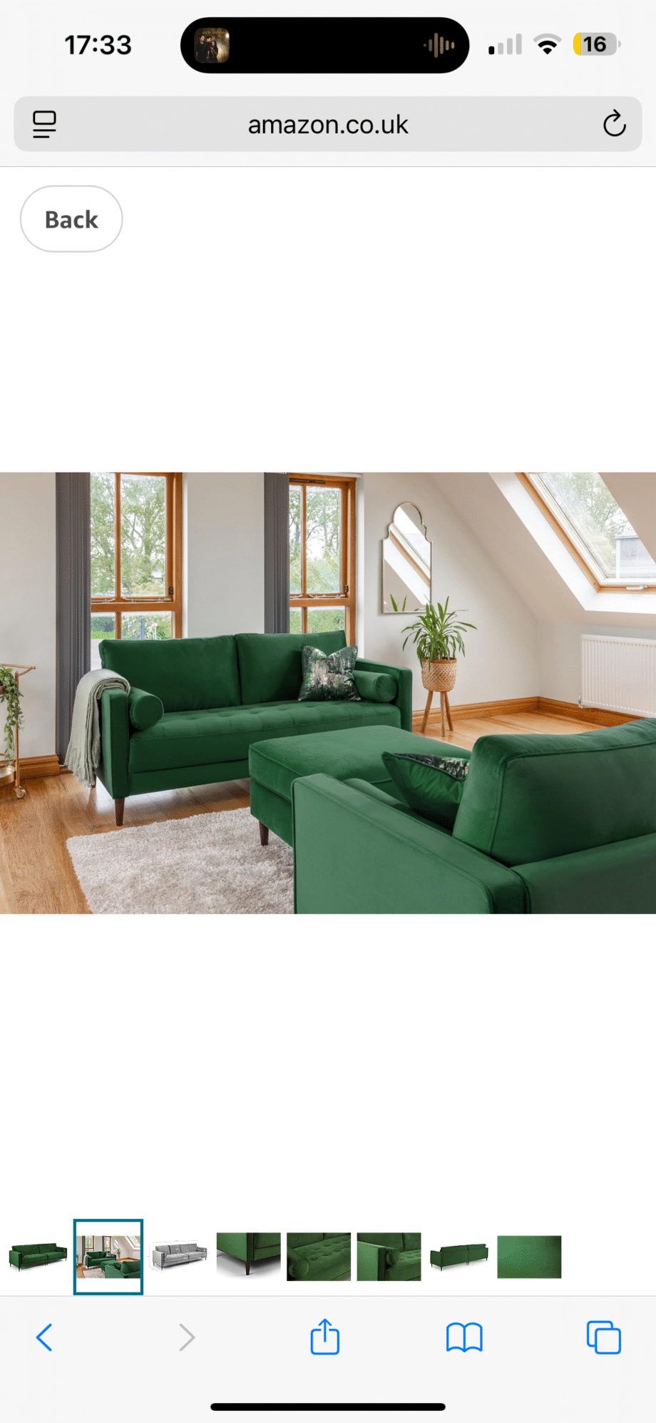4 Seater Honeypot Harper Sofa & Footstool - Excellent Condition - Forest Green