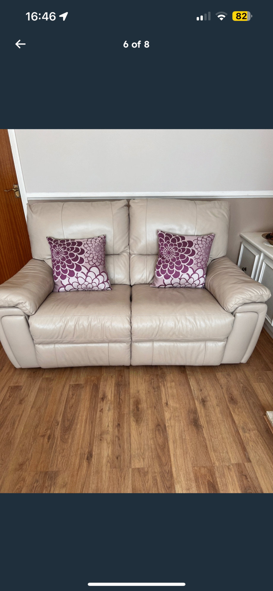 Furniture village cream manual recliner two seater sofa