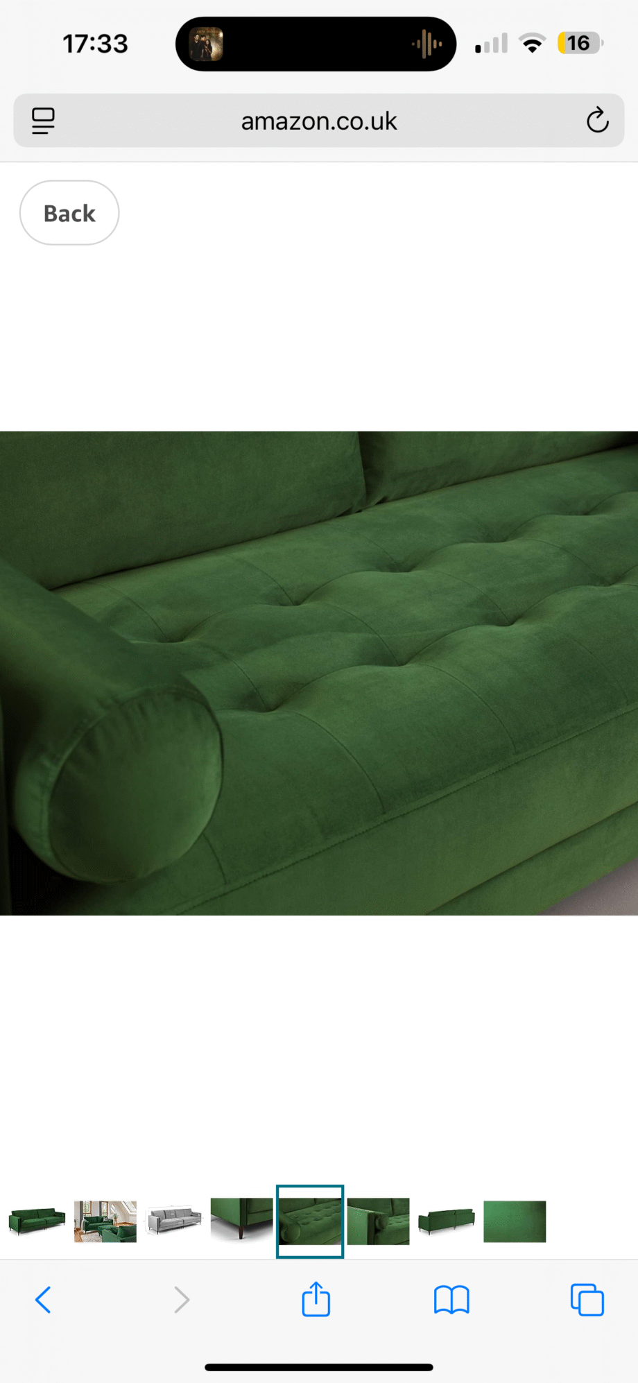 4 Seater Honeypot Harper Sofa & Footstool - Excellent Condition - Forest Green