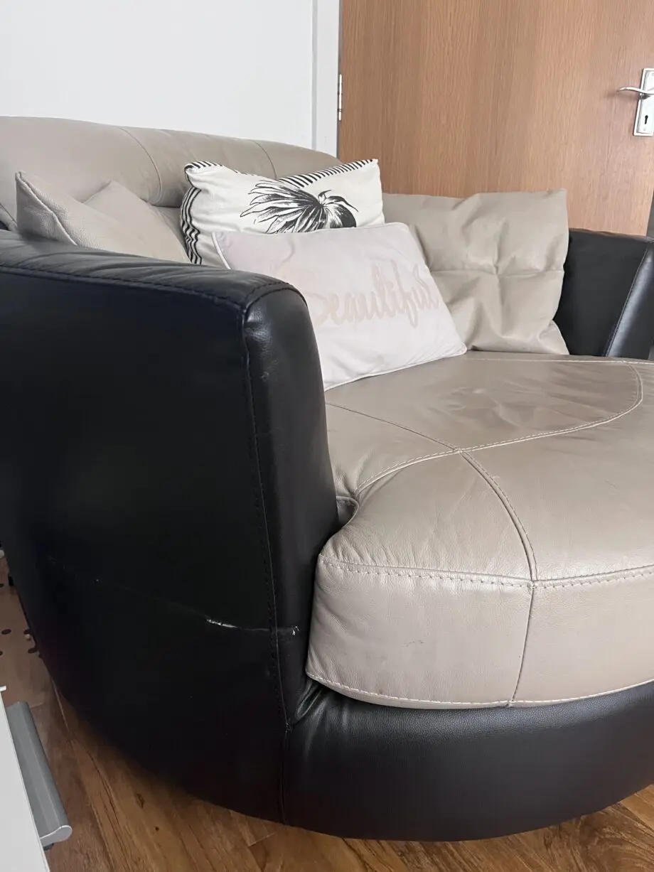 DFS beige swivel chair sofa
