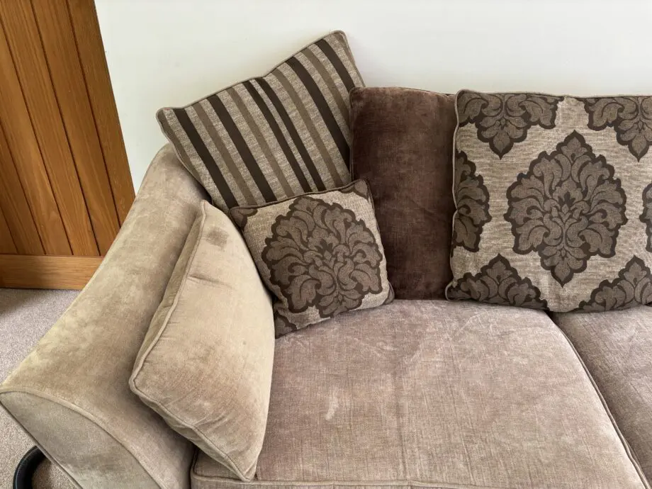 Furniture village annalise 4 seater sofa with scatter back cushions and large storage Footstool