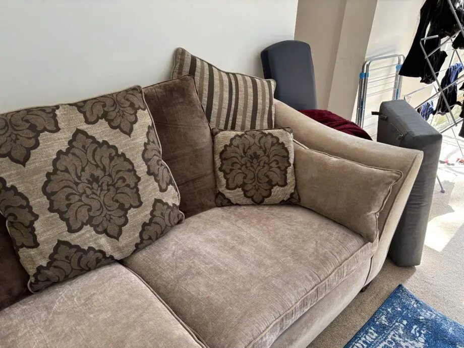 Furniture village annalise 4 seater sofa with scatter back cushions and large storage Footstool
