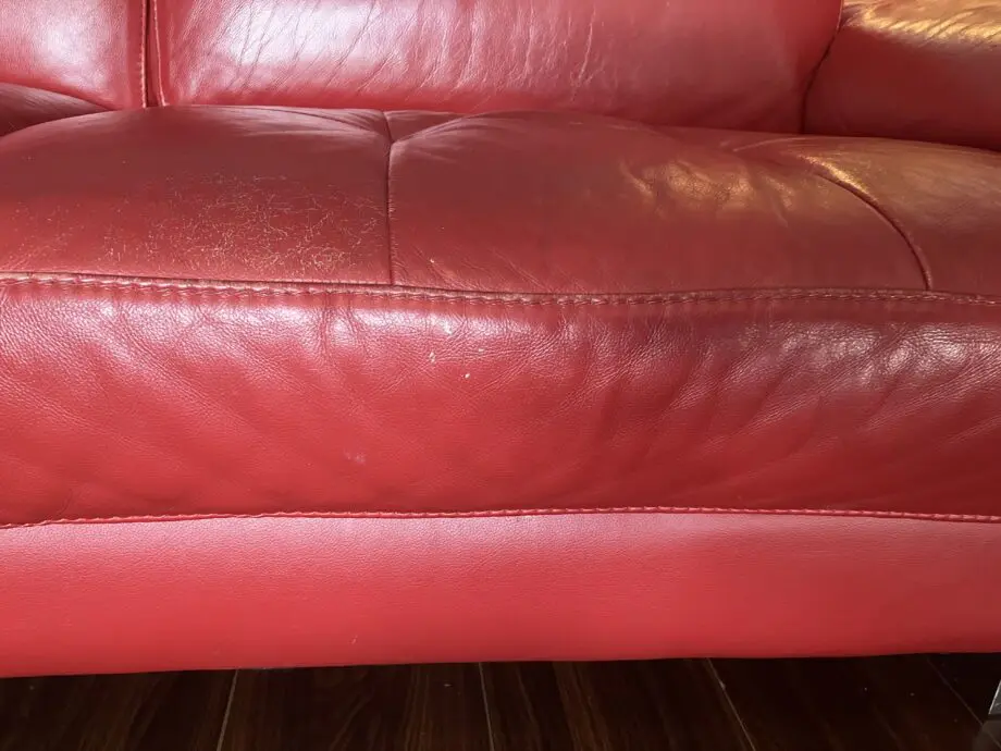 Red Leather large corner sofa