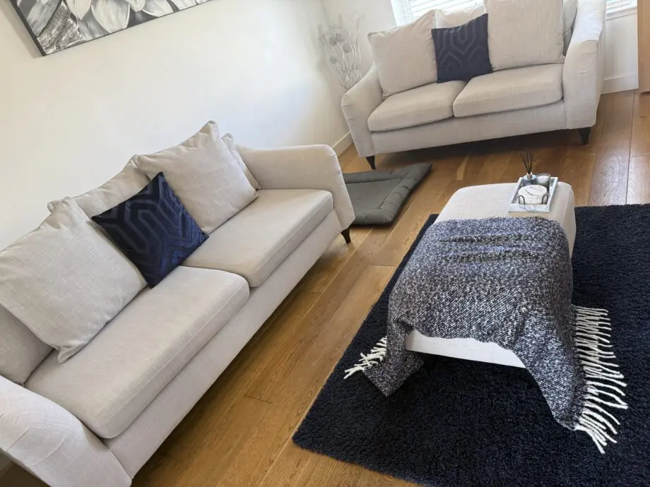 3 and 2 seater sofas with footstool