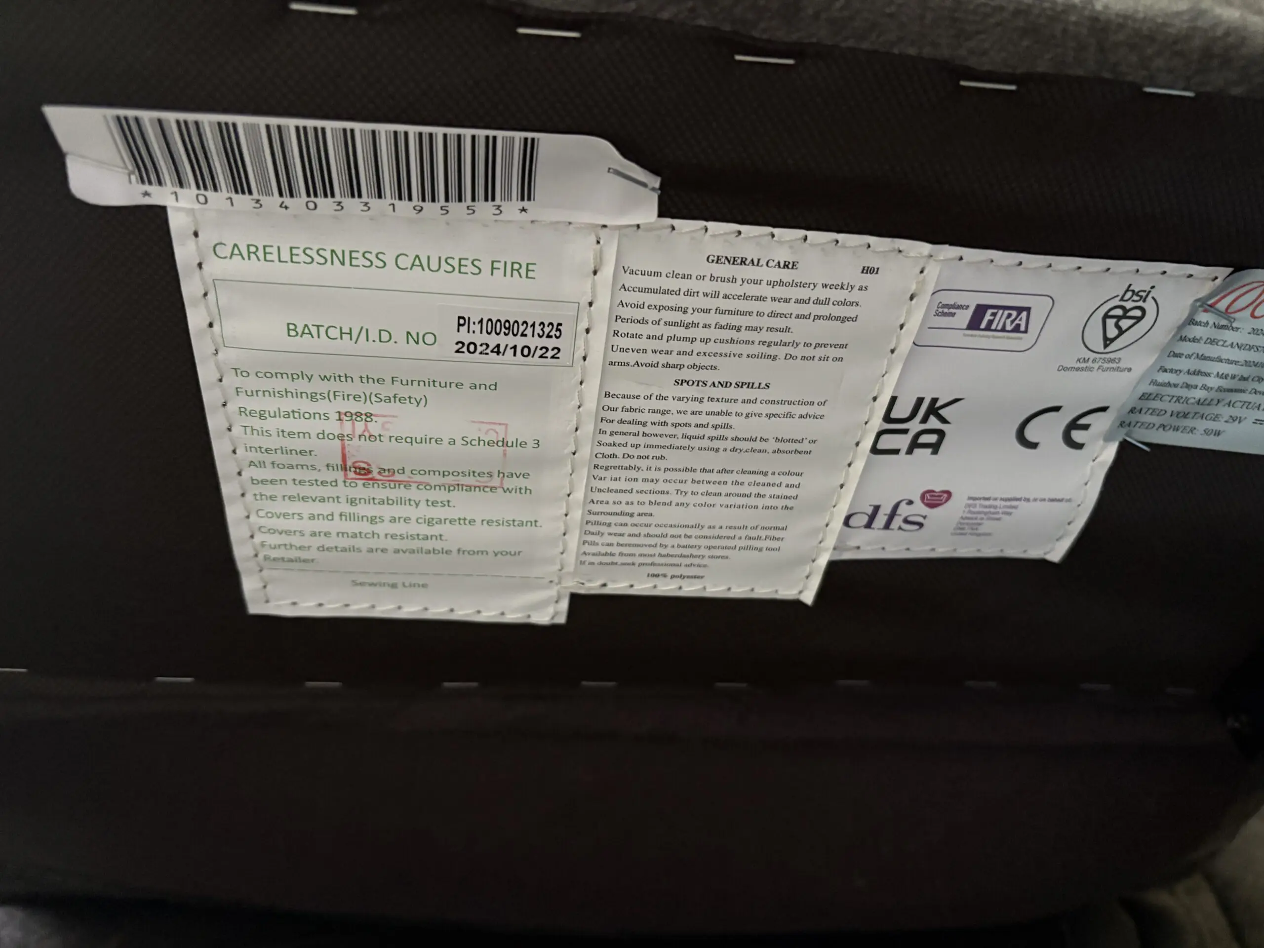 DFS Grey Dylan Power Recliner