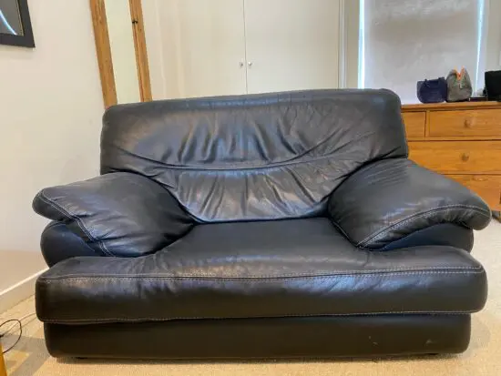 Gamma Arredamenti Gorgeous Black Leather Small Sofa