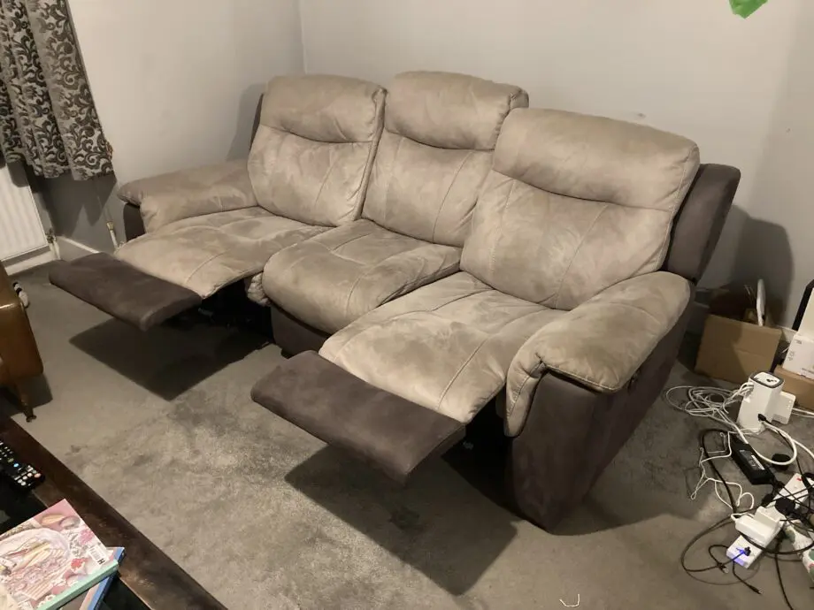 DFS Arizona stone, 3 seater recliner fabric sofas