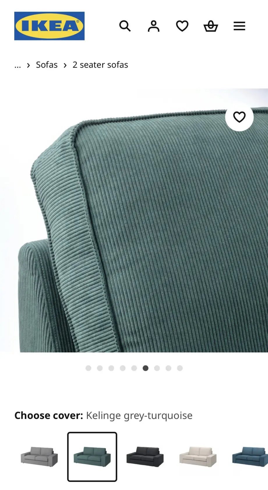 Ikea 2 Seat Kelinge grey-turquoise Sofa Free Delivery