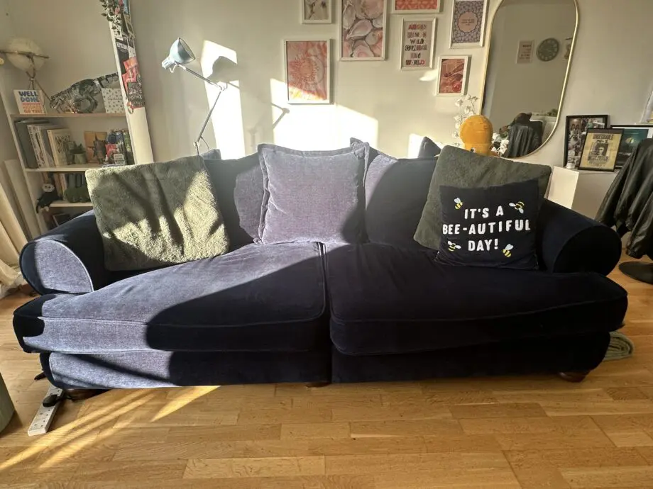 Navy blue sofa
