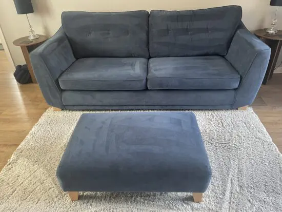 DFS Navy Otley 4 Seater Sofa and Footstool.