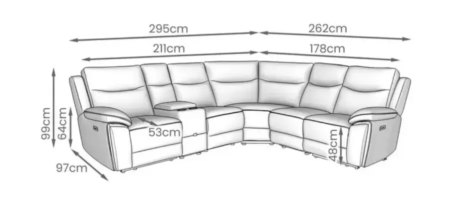 DFS grey corner sofa with 2 recliners