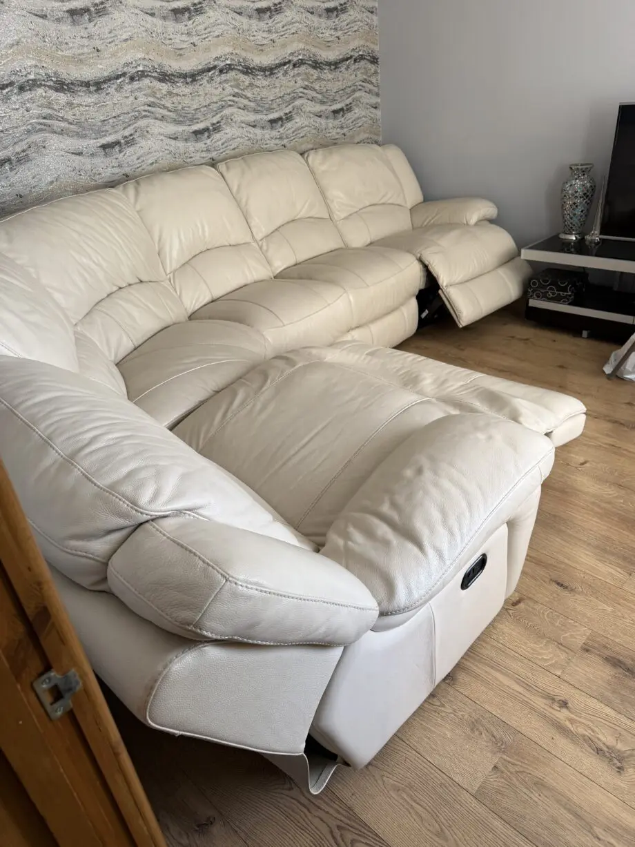 Cream leather corner sofa