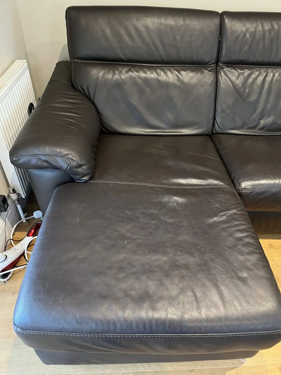 DFS Brown Leather L/H Chaise sofa