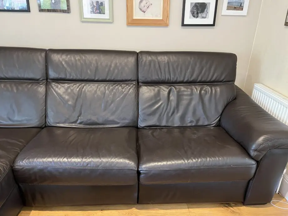 DFS Brown Leather L/H Chaise sofa