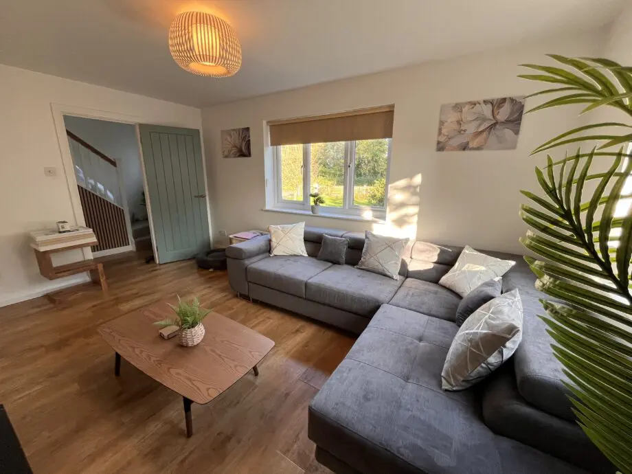 Grey corner with storage and double sofa bed