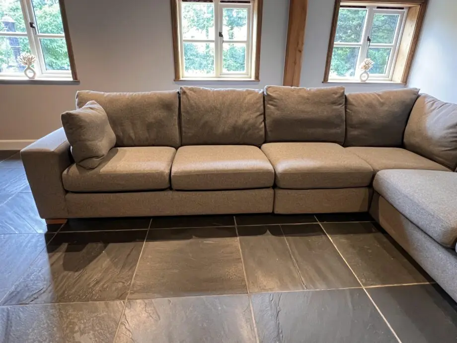 Next grey Houghton corner sofa with solid wood feet
