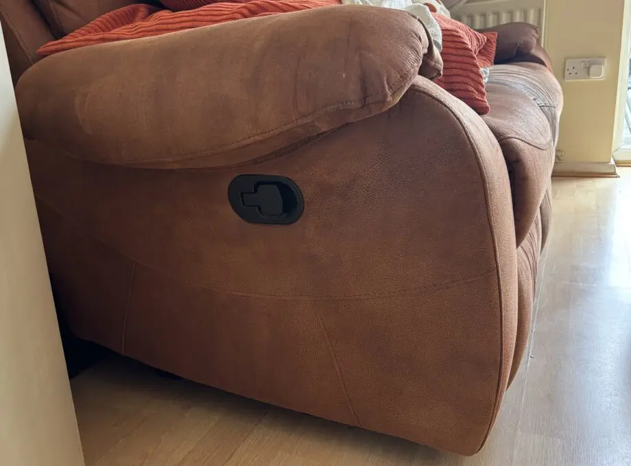 DFS Brown Beige Reclining 3 Seat Sofa