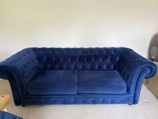 MADE Electric Blue Velvet Branagh 2 Seater Chesterfield Sofa,