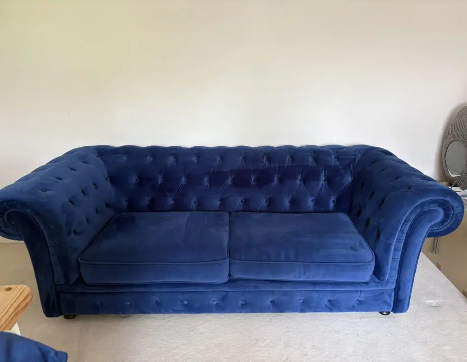MADE Electric Blue Velvet Branagh 2 Seater Chesterfield Sofa,